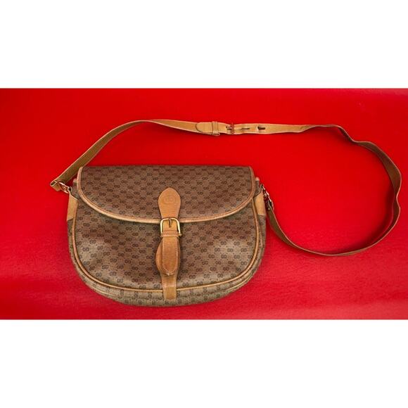 Gucci Vintage Micro GG Monogram Shoulder Cross Body Leather Canvas Bag - Picture 15 of 16